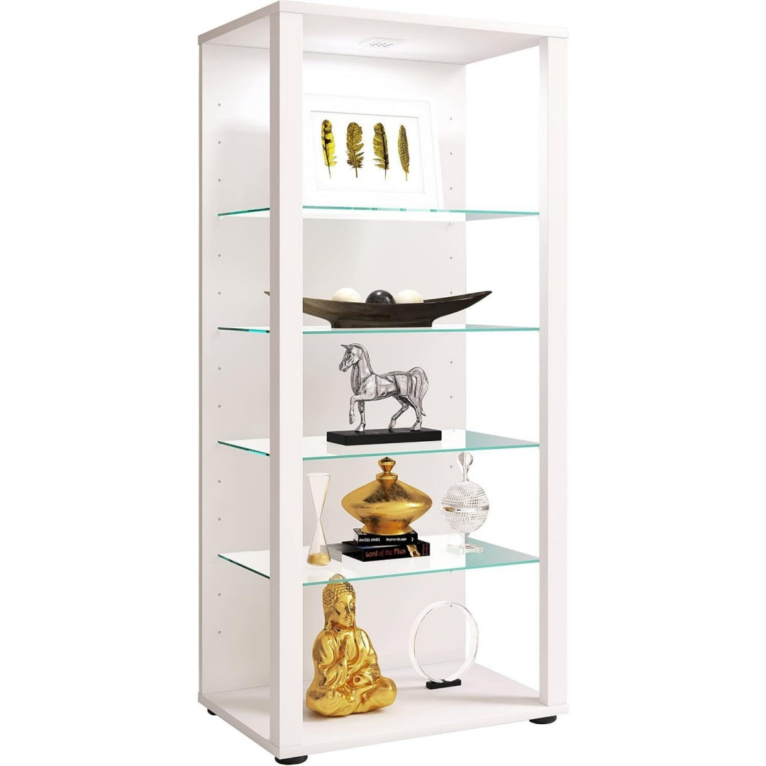 Vitrine gris clair, fabrication verre, finition soignee