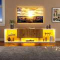 Meuble tele marron 3 etageres reglables, verre et design moderne