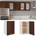 Armoire suspendue marron, installation murale, gain de place, rangement optimise