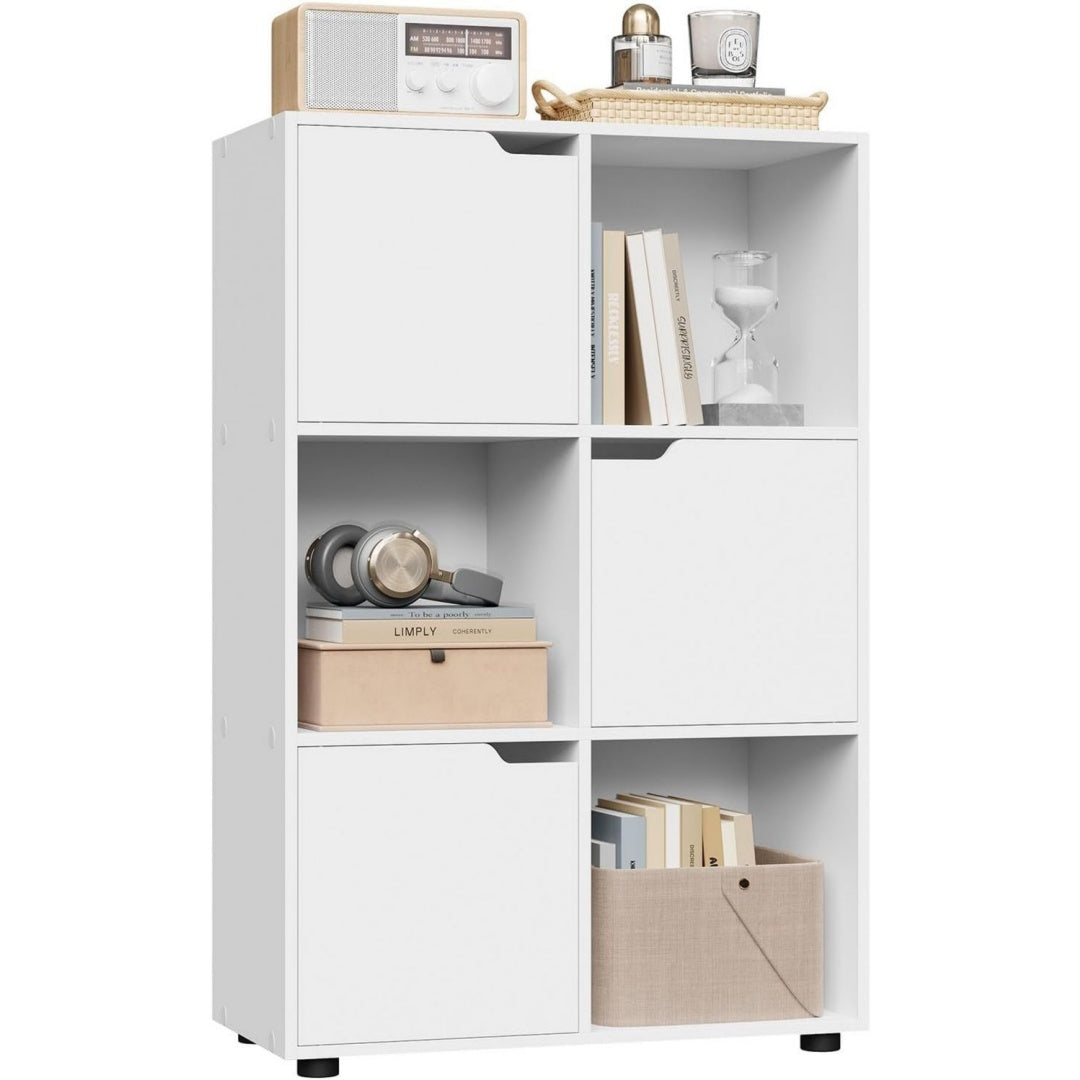 Bibliotheque etagere gris clair 3 etageres reglables, melamine et style scandinave