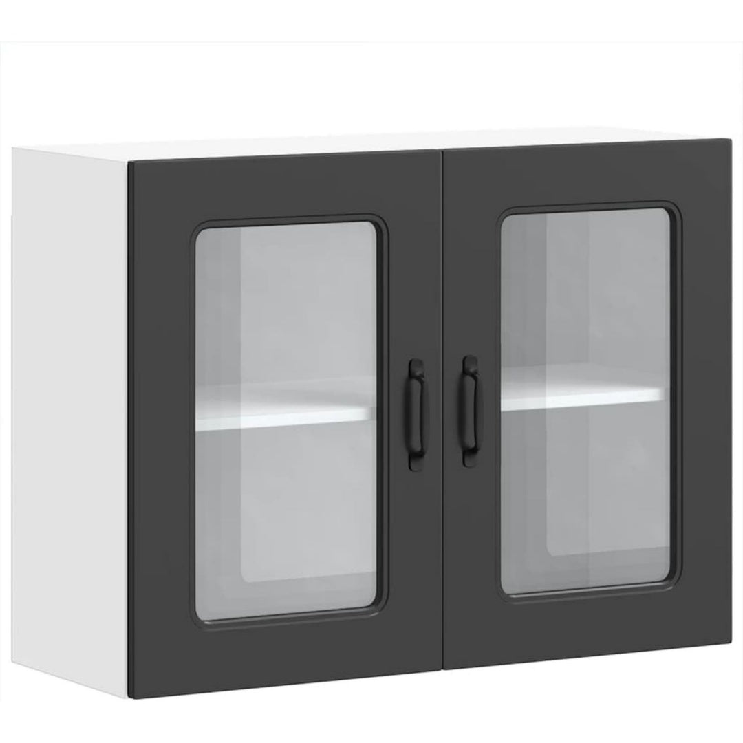 Armoire colonne design contemporain, teinte gris finition verre
