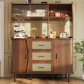 Sideboard esprit rustique marron en verre, avec prises USB