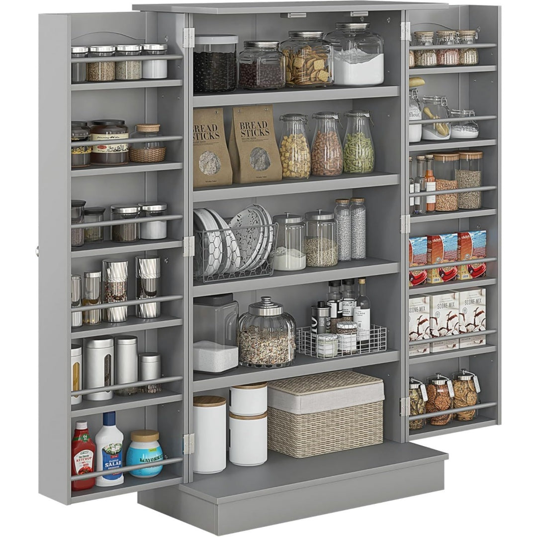 Enfilade design moderne gris fonce 5 etageres, bois ingenierie durable