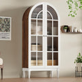 Armoire vitree marron 3 etageres de rangement, metal finition rustique