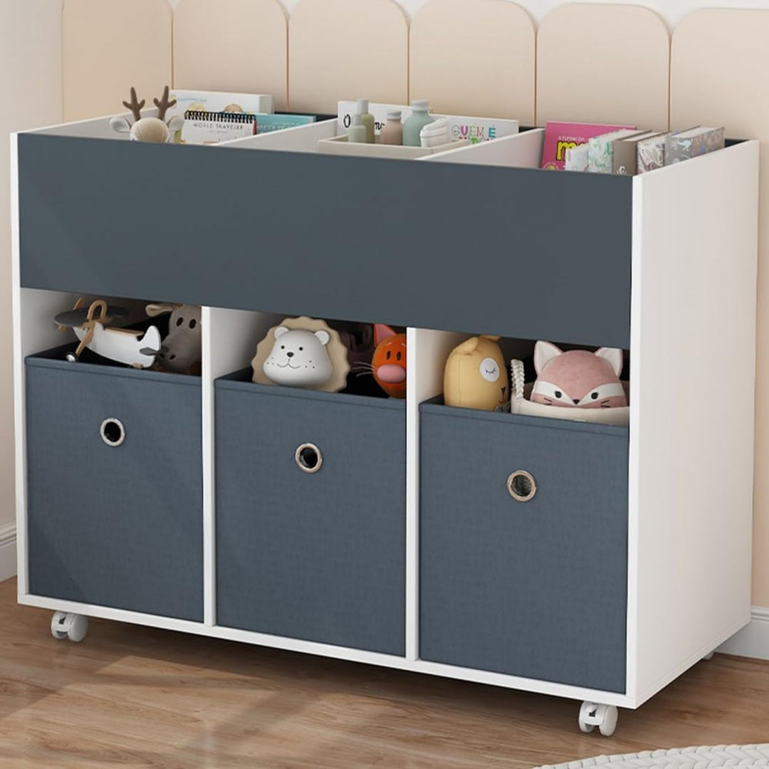Bibliotheque en MDF gris, etageres modulables