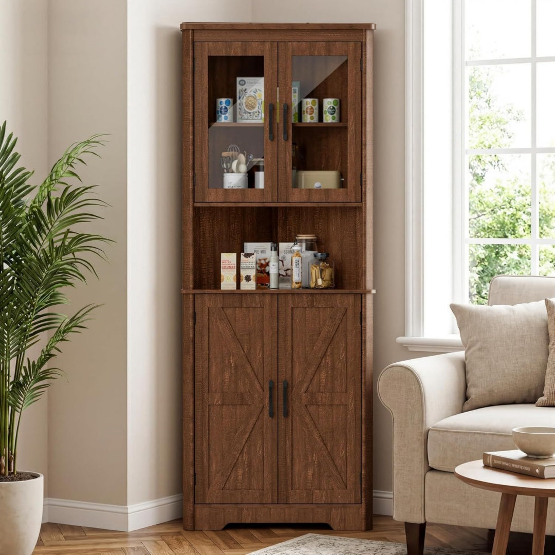 Buffet coloris marron verre, a 2 portes pour 67 cm de rangement