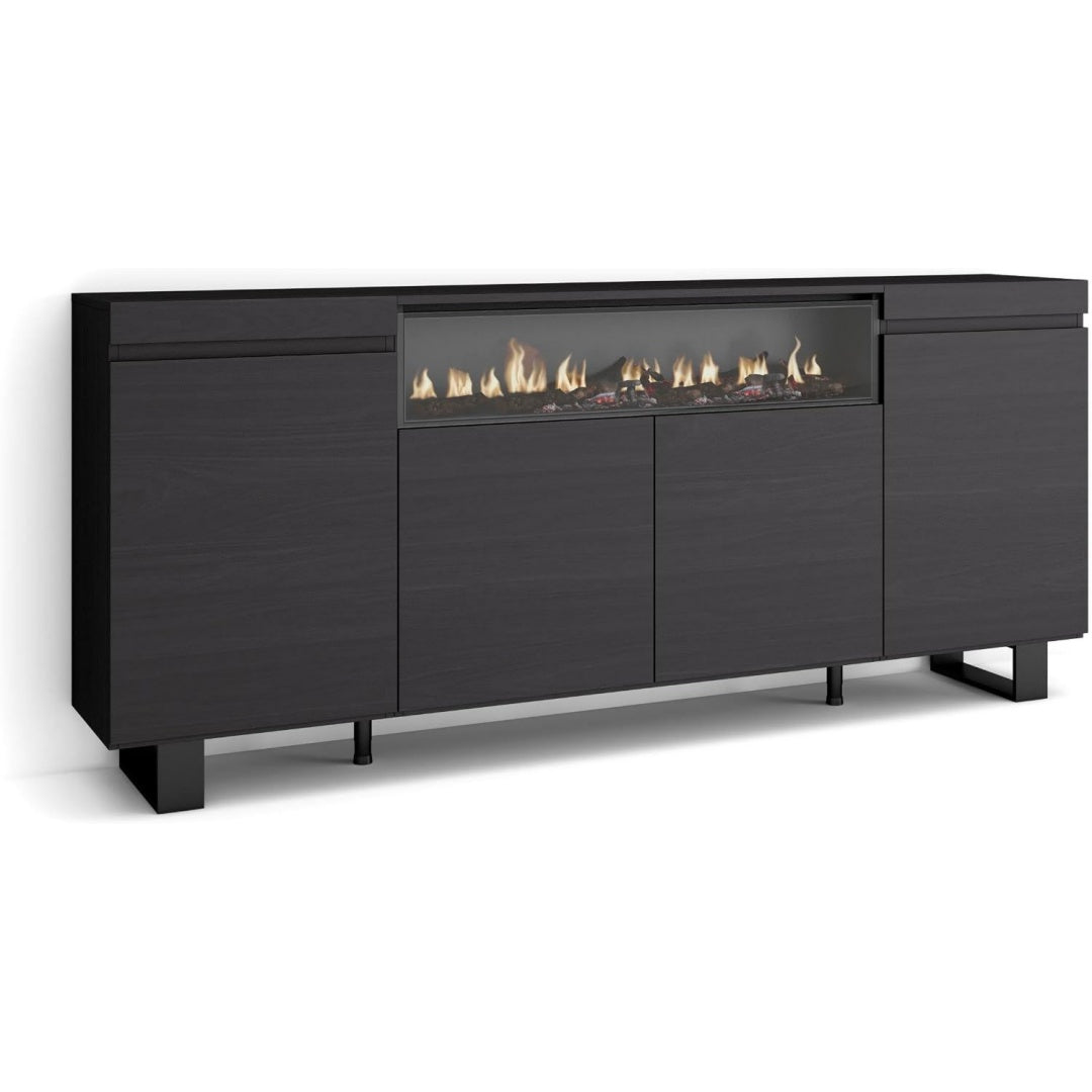 Buffet en bois gris fonce, contemporain, rangement pratique