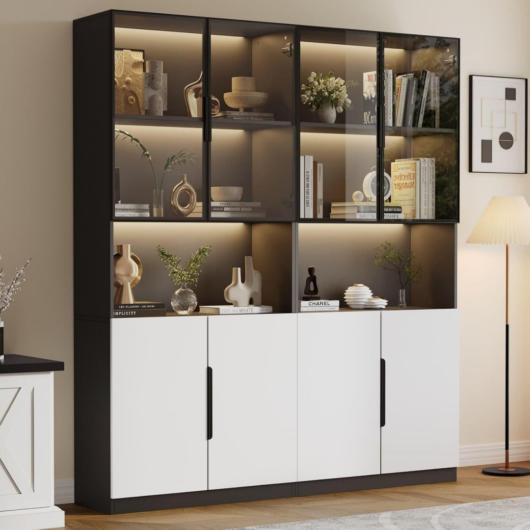 Vitrine gris - 4 portes 160 x 30 x 200 cm
