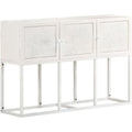 Meuble de rangement buffet gris clair en bois, trois portes