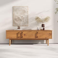 Meuble TV design moderne gris clair en bois massif de pin