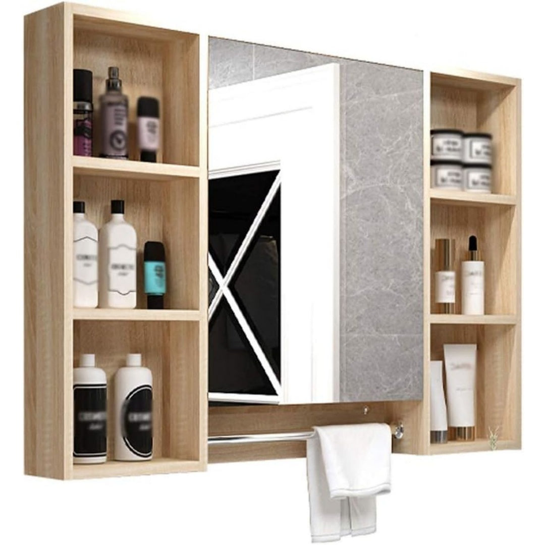 Marron mat, penderie miroir en bois