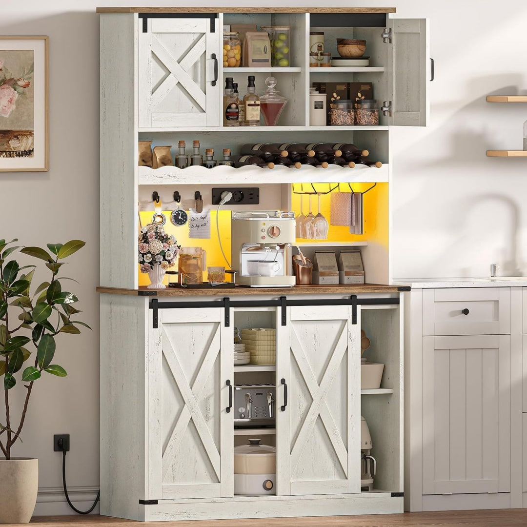 Buffet style rustique gris clair en verre