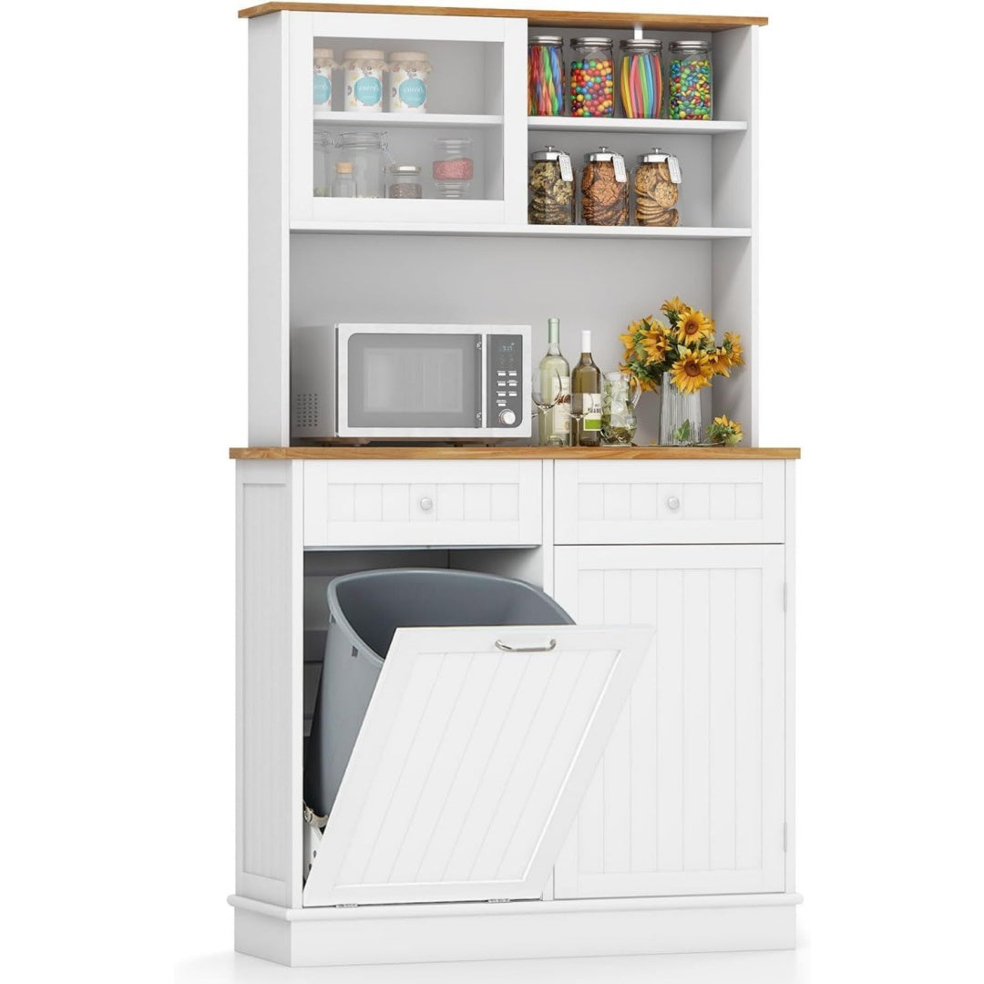 Buffet gris clair 2 tiroirs verre trempe