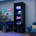 Meuble vitrine bleu fonce, contemporain, ideal pour chambre