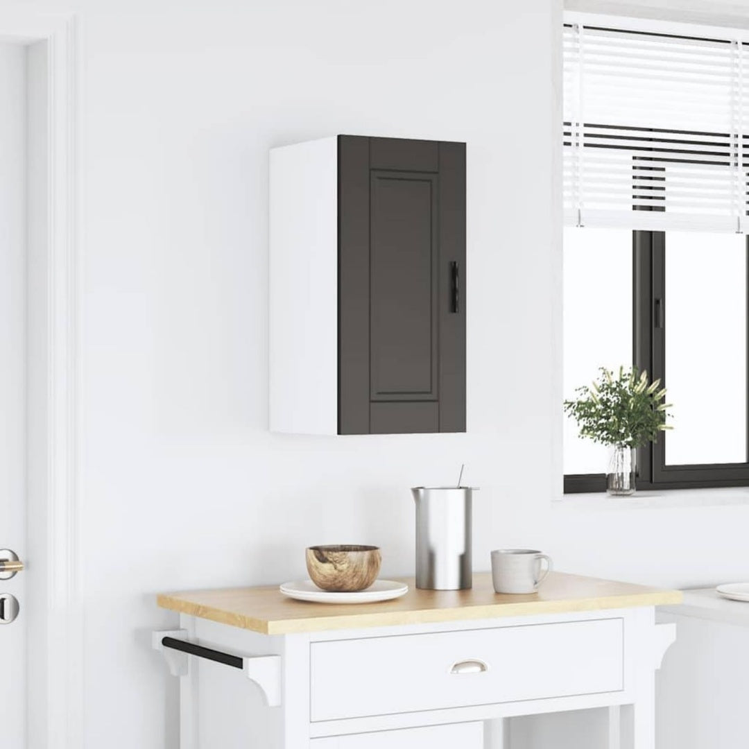 Raffinement Moderne, rangement haut gris clair en bois