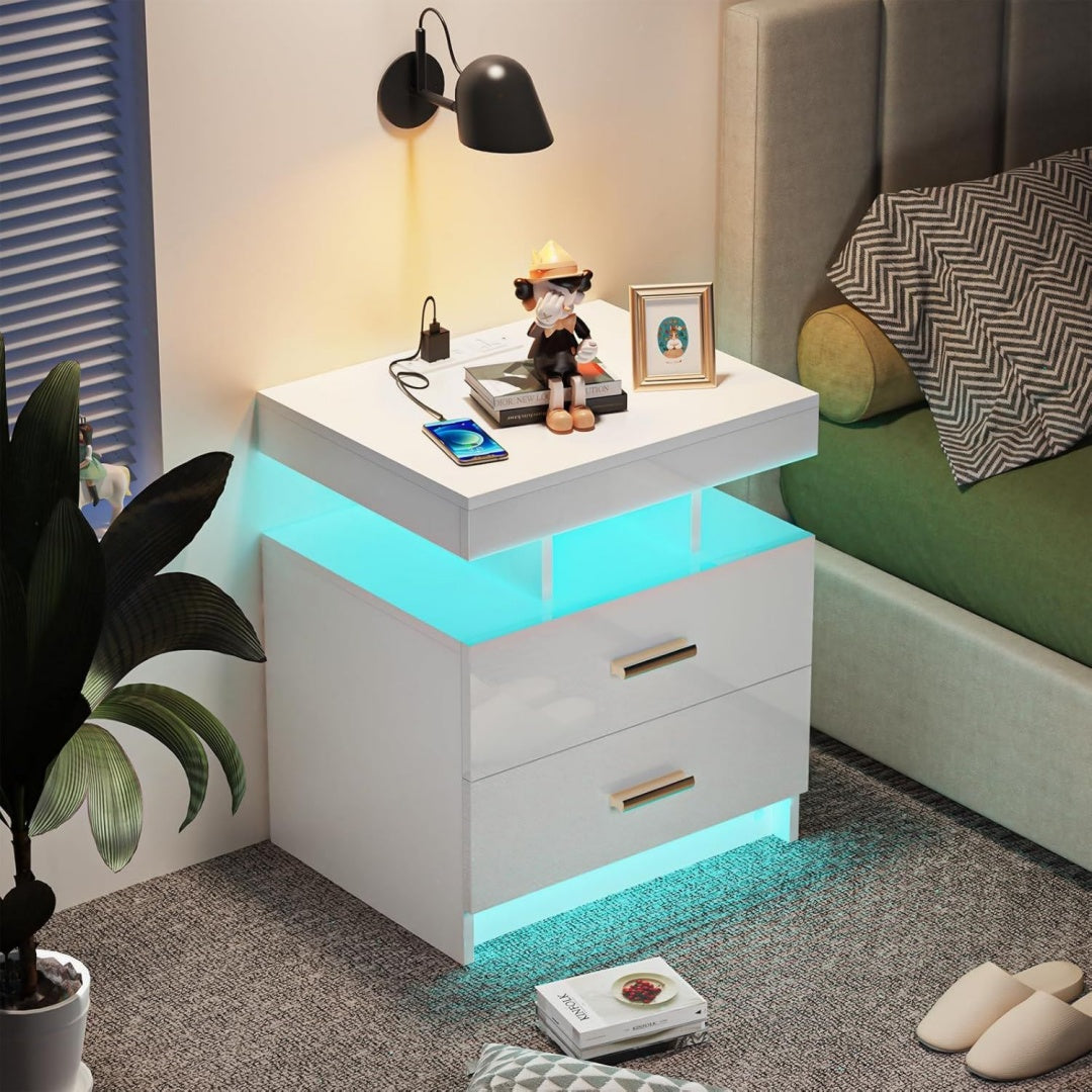 Table d appoint Grise en bois etagere ouverte