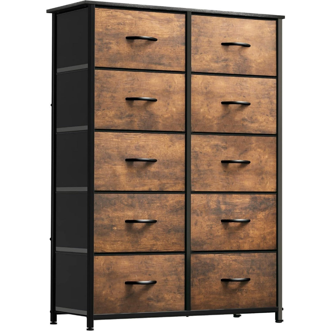 Commode marron en MDF et metal robuste